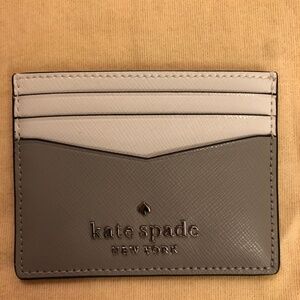 Kate Spade leather card case gray and white